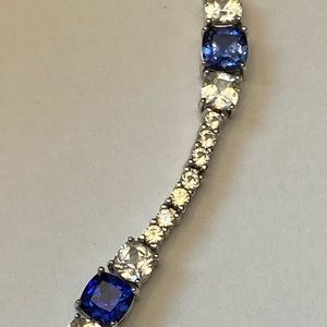 Blue and White Sapphire Bracelet in 925 Silver
